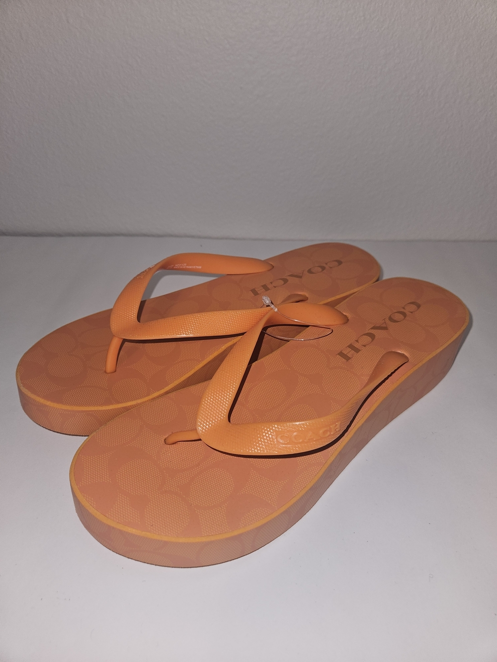 Coach Women's Orange Platform Flip Flops